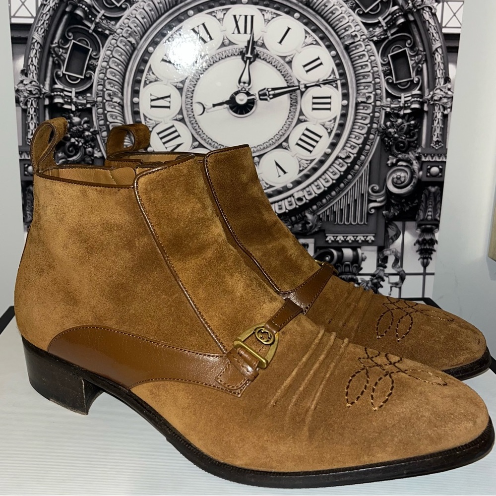 GUCCI Brown Suede Moloch Western Boot